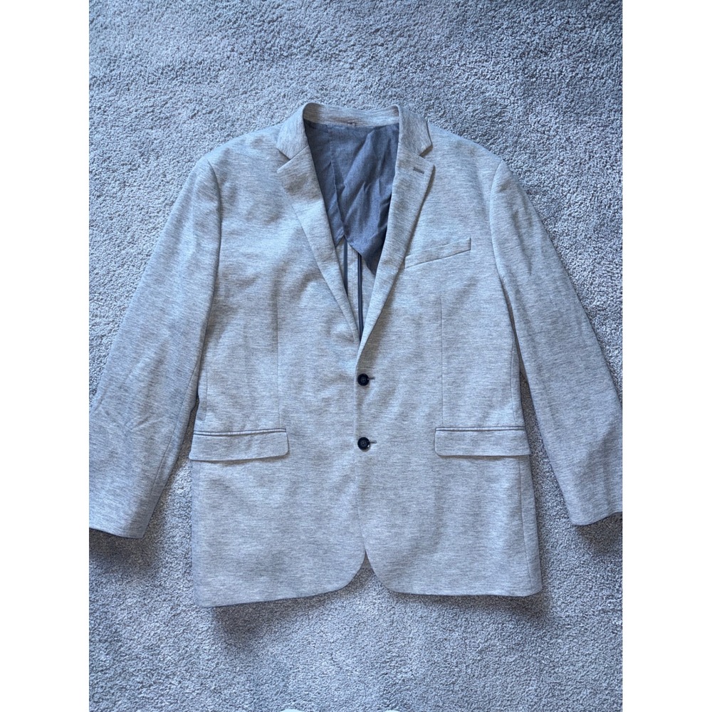 Express Photographer Fitted Blazer Mens 44 Regular Gray Knit 2-Button Sport Coat